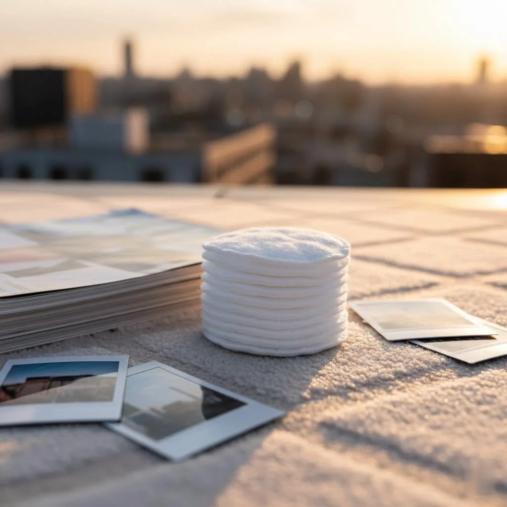 Soft cotton period pads on a clean surface