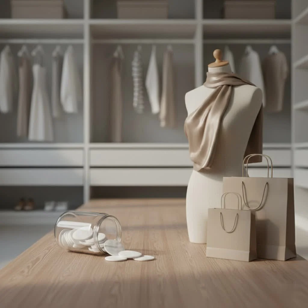 Close-up of a stack of soft, white organic cotton pads