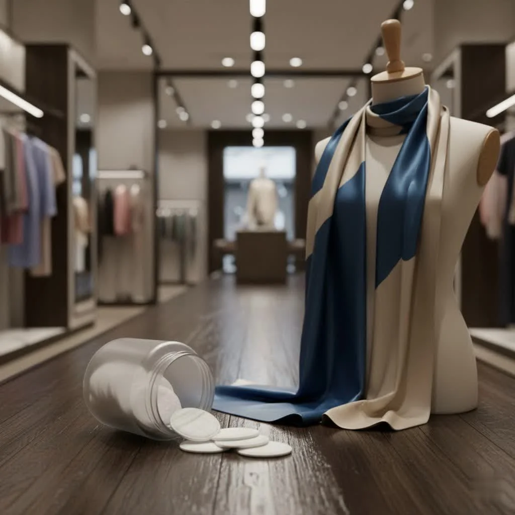 Close-up of round cotton pads on a clean surface