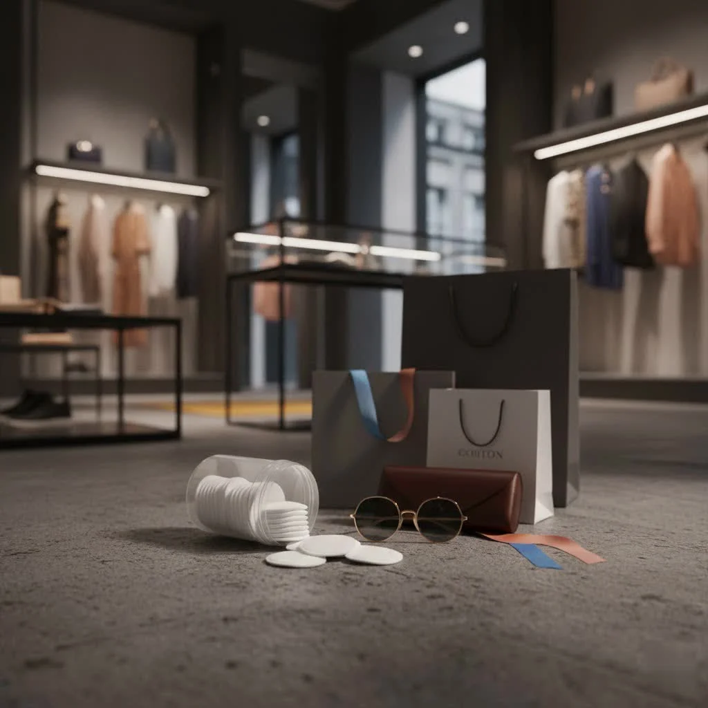 Close-up of soft, white women's cotton pads stacked neatly